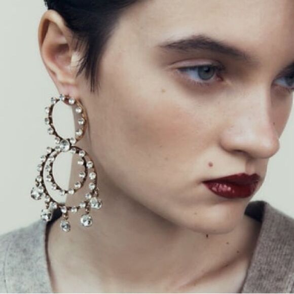 ZARA RHINESTONE EARRINGS  - Picture 1 of 7